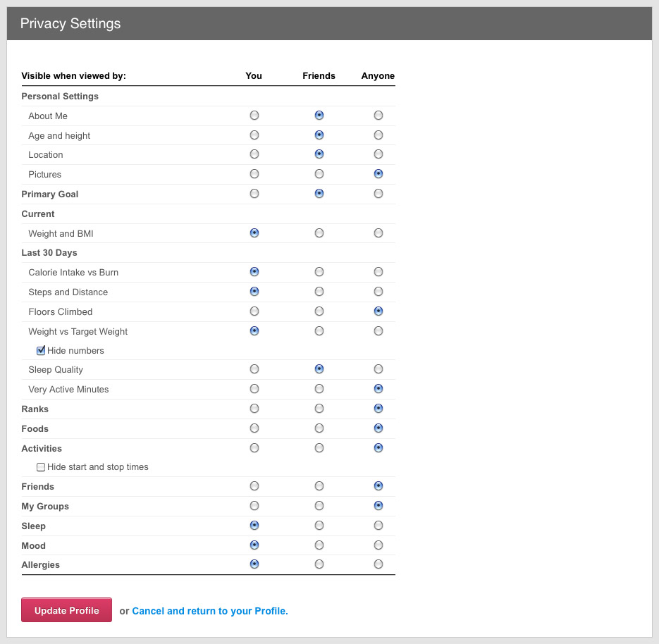 Public Profile - Privacy